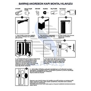 Sarpaş Akordiyon Kapı  162 X 245 Meşe Camlı  12mm Çift Açılım Katlanır Akordeon Pvc