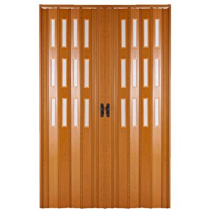 Akordiyon Kapı  162 X 233 Meşe Camlı  12mm Çift Açılım Katlanır Akordeon Pvc 162x233 cm