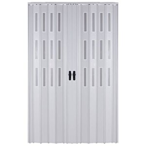 Akordiyon Kapı  297 X 180 Beyaz Camlı  12mm Çift Açılım Katlanır Akordeon Pvc 297x180 cm