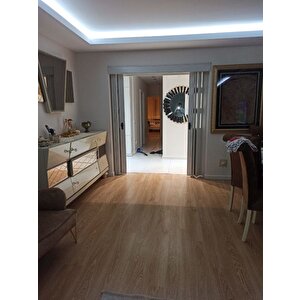 Sarpaş Akordiyon Kapı  252 X 226 Akçaağaç Camlı  12mm Çift Açılım Katlanır Akordeon Pvc