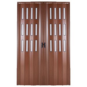 Sarpaş Akordiyon Kapı  267 X 190 Ceviz Camlı  12mm Çift Açılım Katlanır Akordeon Pvc