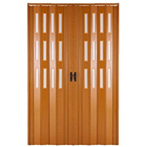 Akordiyon Kapı  132 X 180 Meşe Camlı  12mm Çift Açılım Katlanır Akordeon Pvc 132x180 cm