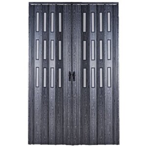 Akordiyon Kapı  327 X 250 Karaağaç Camlı  12mm Çift Açılım Katlanır Akordeon Pvc 327x250 cm
