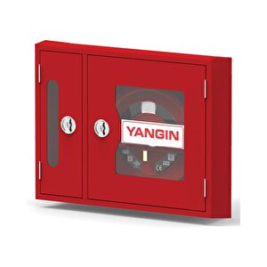 1" İki̇ Kapakli Cam Kapak 20 Mt Hortumlu 0.90 Mm Tü Kabi̇nli̇ Yangin Dolabi Tse' Li  Siva Üstü Alperen