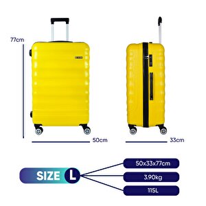 Delphin Serisi Sarı Büyük Boy Valiz,bavul Sarı