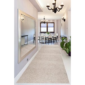 Yıkanabilir Kaymaz Tabanlı Briella Kesme Rulo Halı Yolluk Krem-bej 100x550 cm