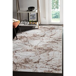 Yıkanabilir Kaymaz Tabanlı Silvia Kesme Rulo Halı Yolluk Kahve-bej-krem 200x290 cm