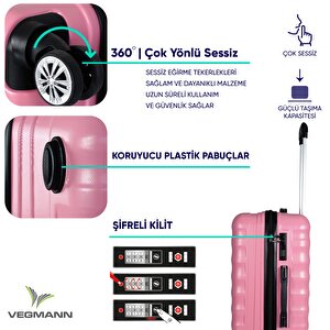 Vegmann Delphin Serisi Pembe Kabin Boy Valiz , Bavul