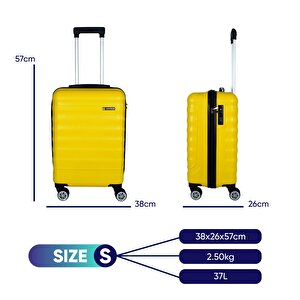 Delphin Serisi Sarı Kabin Boy Valiz , Bavul Sarı