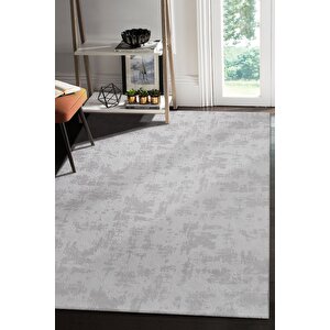 Yıkanabilir Kaymaz Tabanlı Violin Embos Kesme Rulo Halı Yolluk Gri 80x450 cm