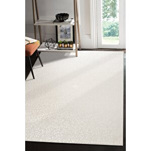 Yıkanabilir Kaymaz Tabanlı Oslo Kesme Rulo Halı Yolluk Krem 200x200 cm