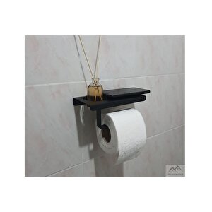 Metal Mat Siyah Telefon Raflı Hediye Kokulu Tuvalet Kağıtlık( Koku Hediyeli)