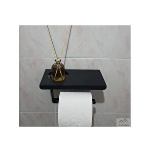 Metal Mat Siyah Telefon Raflı Hediye Kokulu Tuvalet Kağıtlık( Koku Hediyeli)
