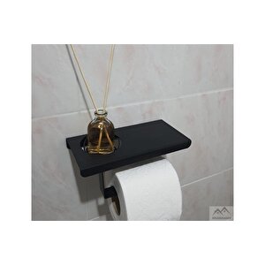 Risingmaber Metal Mat Siyah Telefon Raflı Hediye Kokulu Tuvalet Kağıtlık( Koku Hediyeli)