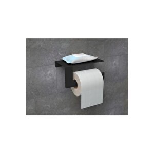 Metal Mat Siyah Telefon Raflı Tuvalet Kağıtlık