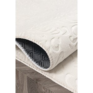 Yıkanabilir Kaymaz Tabanlı Oslo Kesme Rulo Halı Yolluk Krem 100x650 cm