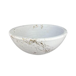 Bitki Tasarımı Ev Dekorasyon Beyaz Üzeri Gold Mermer Efektli Aranjman Sunumluk Toprak Saksı 20 Cm Çap