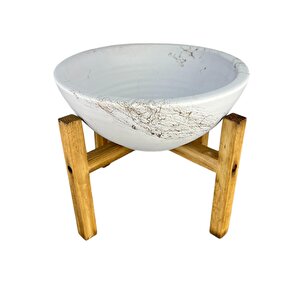 Bitki Tasarımı Ev Dekorasyon Beyaz Üzeri Gold Mermer Efektli Aranjman Sunumluk Toprak Saksı 4 Ayaklı 20 Cm Çap