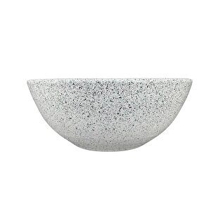 Ev Dekorasyon Beyaz Granit Aranjman Sunumluk Toprak Saksı 20 Cm Çap