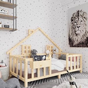 Elena İthal Ladin Ahşap Çatılı Montessori Çocuk Karyola 100x200 Cm