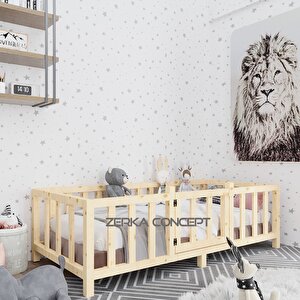 Lara İthal Ladin Doğal Ahşap Montessori Çocuk Karyola 120x200 Cm