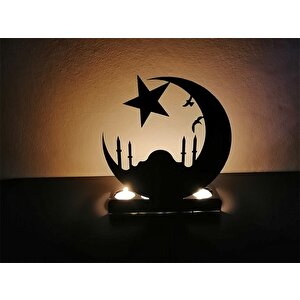 Ri̇si̇ngmaber Dekoratif Hilal&amp;yıldız Cami Tasarımlı Metal Mumluk Şamdan