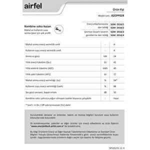 Airfel Maestro Smart Wifi 24/24 Kw 20000 Kcal Tam Yoğuşmalı Kombi