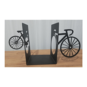 Ri̇si̇ngmaber Dekoratif Bisiklet Desenli Metal Kitap Tutucu 2'li Paket