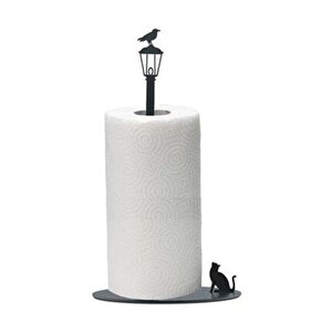 Ri̇si̇ngmaber Dekoratif Metal Kedi Ve Kuş Figürlü Kağıt Havluluk Mat Siyah Havlu Askılığı