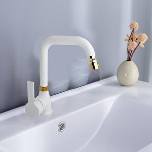 Venita Mat Beyaz Gold Mutfak Ve Lavabo Batarya Set