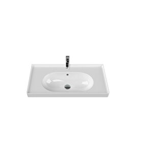 Turkuaz Ceratyle Arya Etajer Uyumlu Damlalıklı Lavabo 80*45 Cm