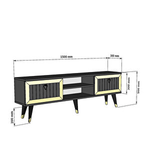 Sandro Tv Ünitesi Tv Sehpası Antrasit Altın