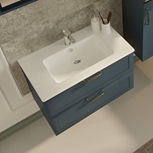 Denko Beyoğlu 75 Cm Mdf Mat Lacivert Banyo Dolabı Takımı Ve Boy Dolabı