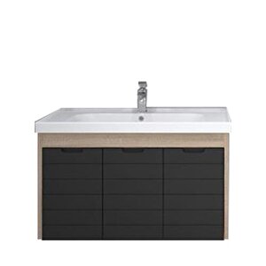 Turkuaz Frame Etajerli Lavabo 90*45cm-mostar 90 Alt Modül -siyah