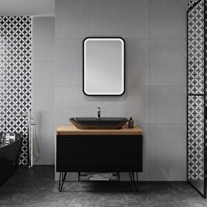 Denko Taylan 100 Cm Mdf Siyah Banyo Dolabı Takımı