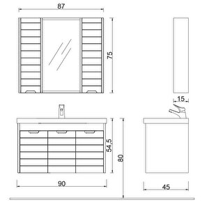 Denko Mostar 90 Cm Mdf Lake Banyo Dolabı Takımı-si̇yah