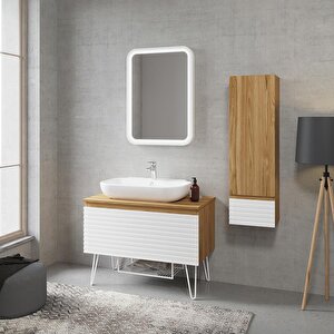 Denko Taylan 85 Cm Mdf Beyaz Banyo Dolabı Takımı Ve Boy Dolabı