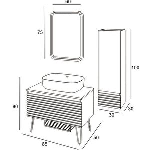 Denko Taylan 85 Cm Mdf Beyaz Banyo Dolabı Takımı Ve Boy Dolabı