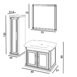 Denko Albatros 80 Cm Mdf Beyaz Banyo Dolabı Takımı Ve Boy Dolabı