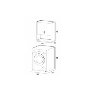 Denko Marmara 65 Cm Mdf Çamaşır Makinesi Banyo Dolabı Takımı