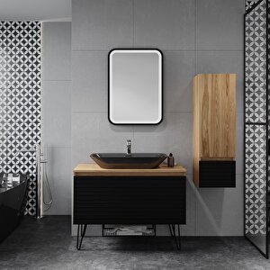 Denko Taylan 100 Cm Mdf Siyah Banyo Dolabı Takımı Ve Boy Dolabı
