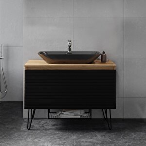 Denko Taylan 100 Cm Mdf Siyah Banyo Dolabı Takımı Ve Boy Dolabı