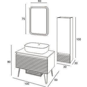 Denko Taylan 100 Cm Mdf Siyah Banyo Dolabı Takımı Ve Boy Dolabı