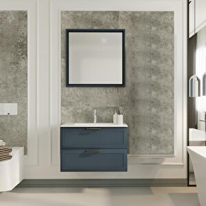 Denko Beyoğlu 75 Cm Mdf Mat Lacivert Banyo Dolabı Takımı