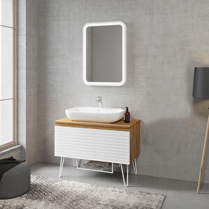 Denko Taylan 85 Cm Mdf Beyaz Banyo Dolabı Takımı