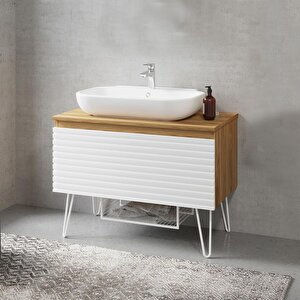 Denko Taylan 85 Cm Mdf Beyaz Banyo Dolabı Takımı