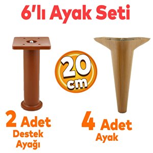 Aspen 6'lı Set Mobilya Tv Ünitesi Çekyat Koltuk Kanepe Destek Ayağı 20 Cm Koyu Ceviz Baza Ayak M8