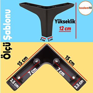 Sedef 6'lı Set Mobilya Tv Ünitesi Çekyat Koltuk Kanepe Destek Ayağı 12 Cm Siyah Baza Ayak M8 Destek