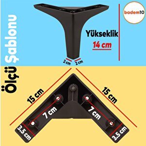 Sedef 6'lı Set Mobilya Tv Ünitesi Çekyat Koltuk Kanepe Destek Ayağı 14 Cm Siyah Baza Ayak M8 Destek