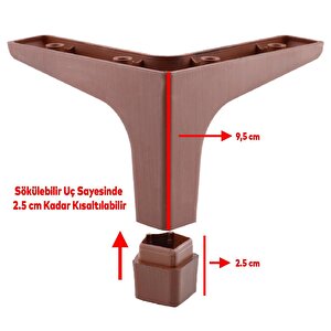 Sedef 6'lı Set Mobilya Tv Ünitesi Koltuk Kanepe Destek Ayağı 12 Cm Ahşap Desenli Baza Ayakları
